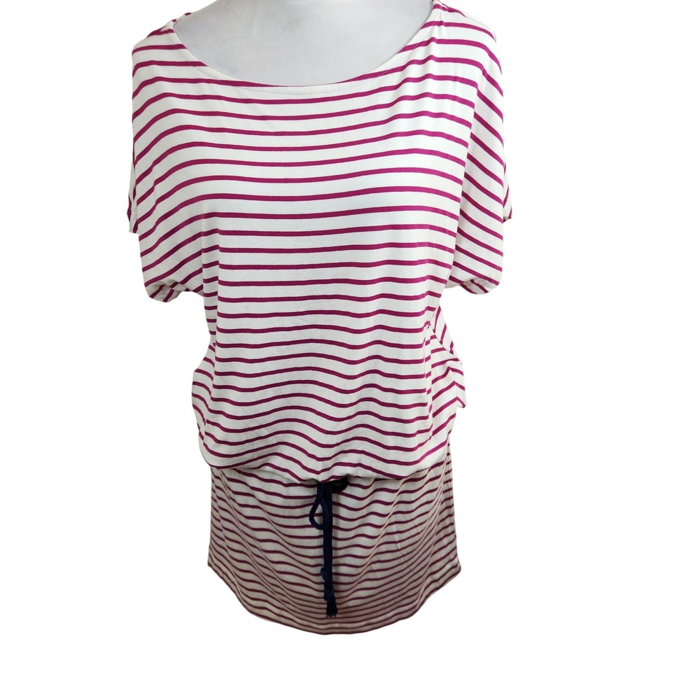 Cabana Life Ladies Boat Neck Dress Womens Sz M Pink White Stripe UPF 50+ NWT NEW